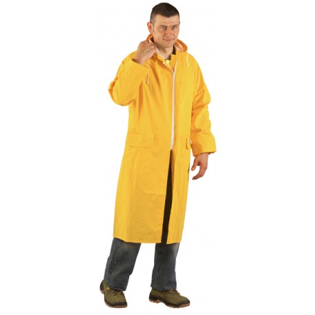 manteau de pluie PVC jaune longueur 120 cm 